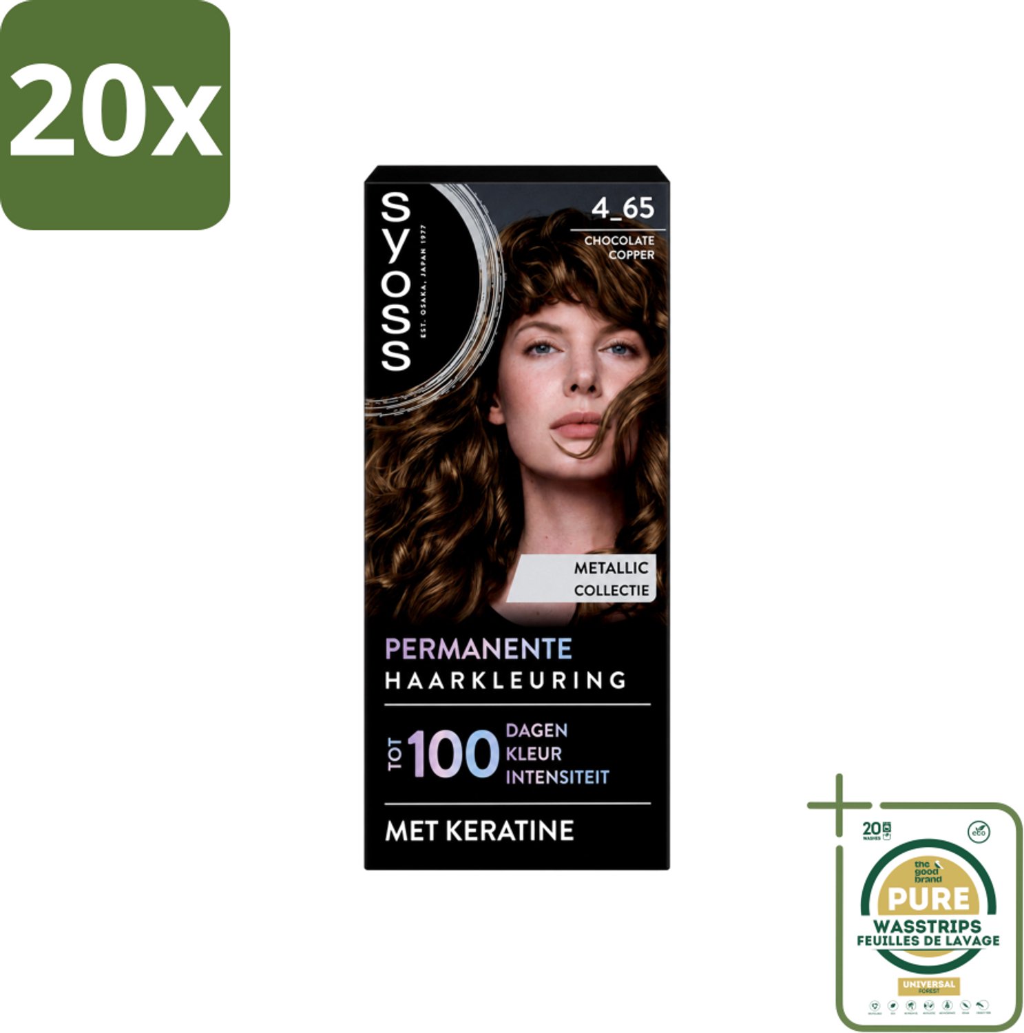 20 x SYOSS - Permanent Coloration 4-65 - Haarverf - Permanente Haarkleuring - Chocolate Copper - Grijsdekking - Wasstrips - Haarverf - Permanente Haarkleuring - Chocolade-koper - Grijsdekking - Keratine