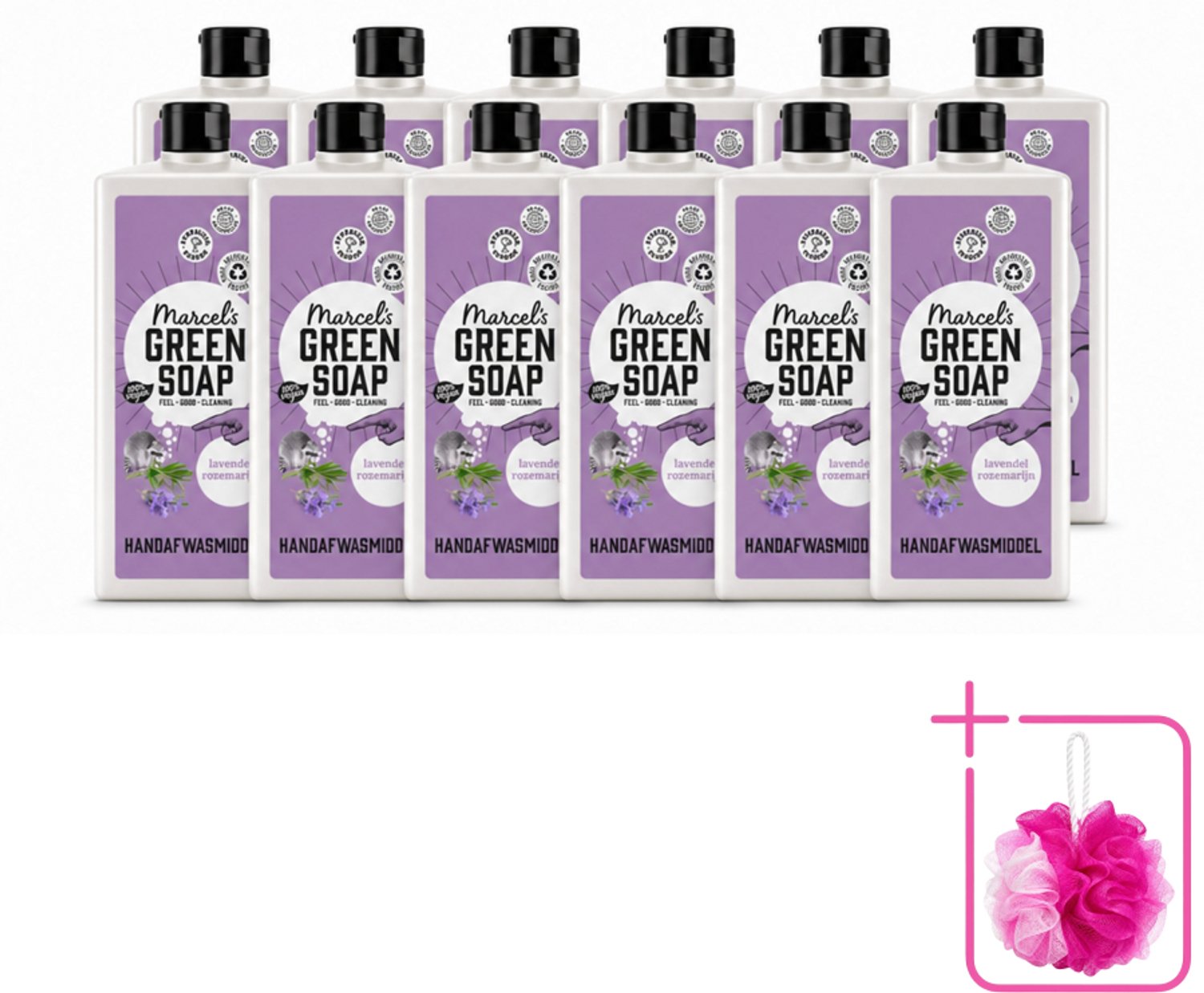 12 x Marcel's Green Soap - Afwasmiddel - Lavendel & Rosemarijn - Voor dagelijks gebruik - 500 ml - Bulkverpakking - Afwasmiddel - Douchemop - Natuurlijke afwas