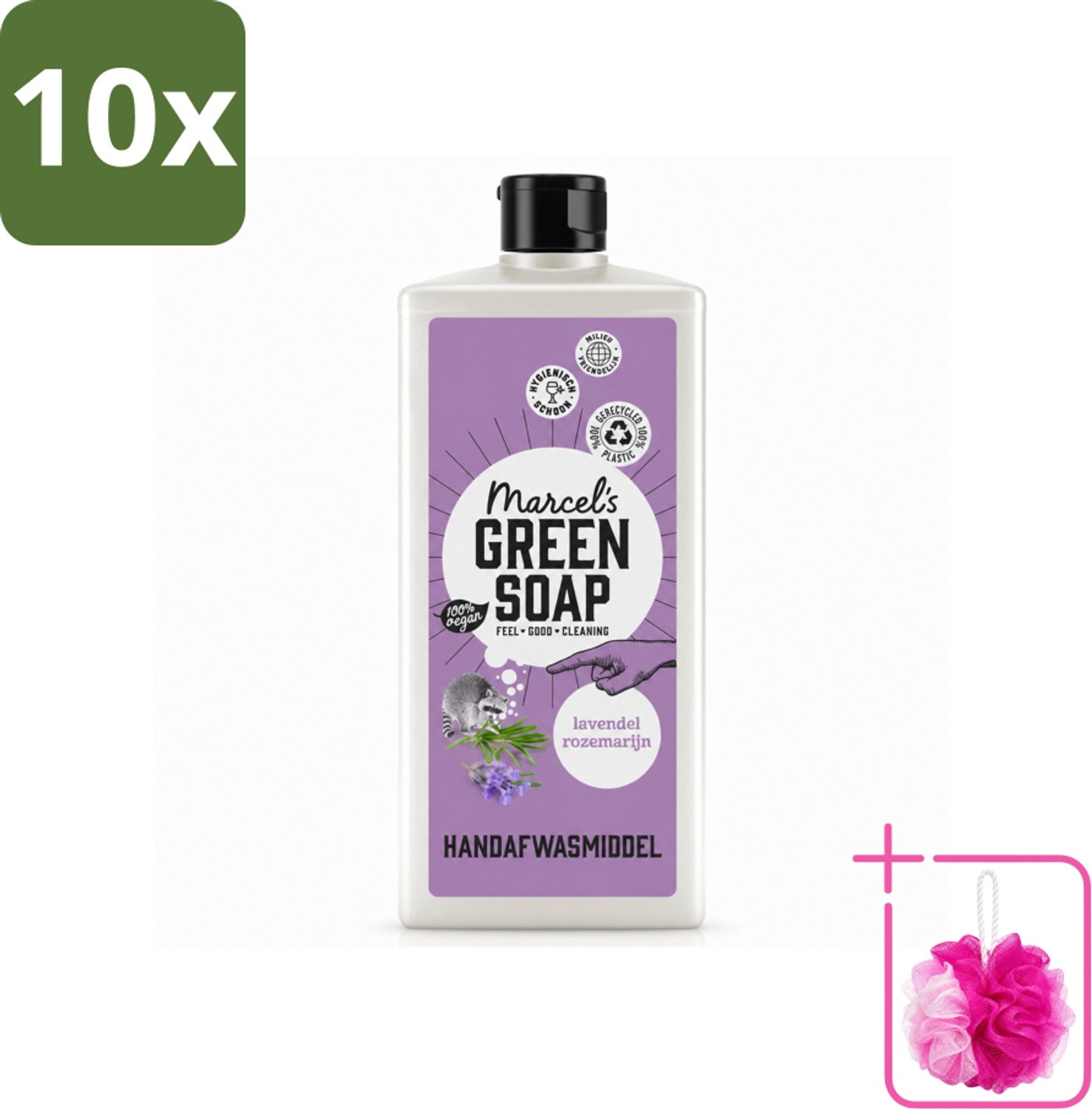 10 x Marcel's Green Soap - Afwasmiddel - Lavendel & Rosemarijn - Voor dagelijks gebruik - 500 ml - Bulkverpakking - Afwasmiddel - Douchemop - Natuurlijke afwas