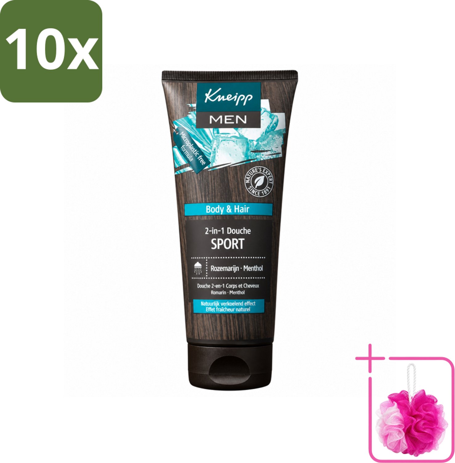 10 x Kneipp - Sport Douche 2‑in‑1 - Men - 200 ml - Bulkverpakking - Sportdouche - Douchemop - Herstel na sporten