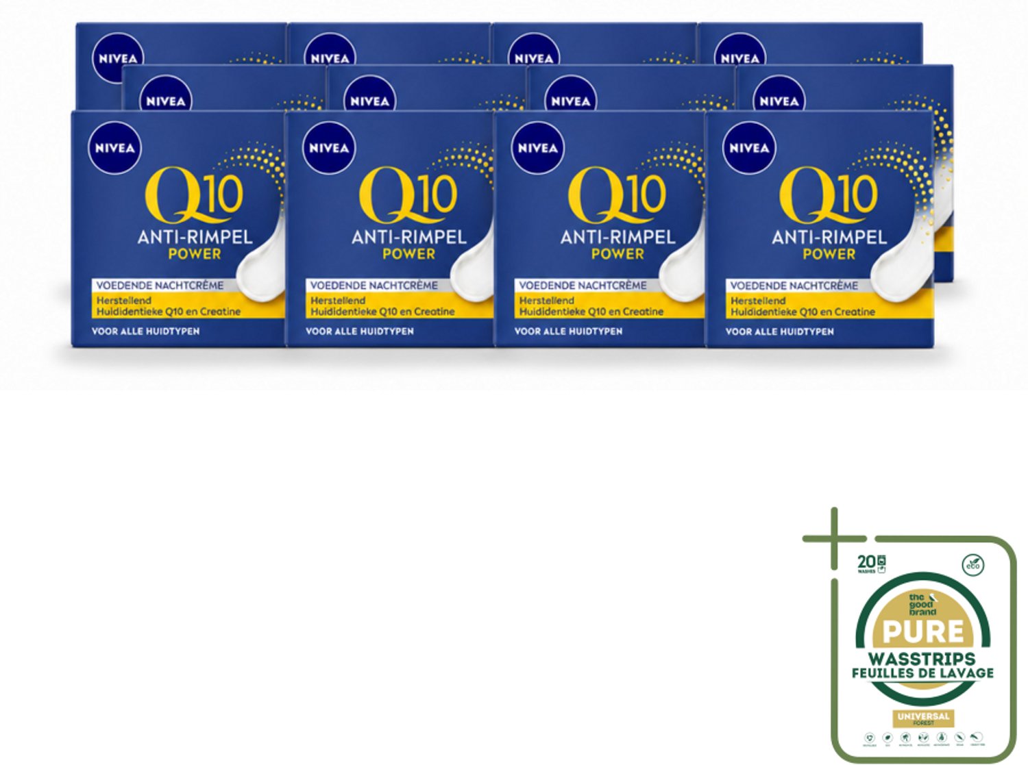 12 x NIVEA - Nachtcrème - Q10 POWER Anti-Rimpel - Voor alle huidtypen - Met Q10 & Creatine - 50 ml - Wasstrips - Anti-rimpel Crème - Nachtcrème Voor Rimpels - Q10 Crème - Crème Voor Huidverzorging - Crème Voor Rimpels En Lijntjes