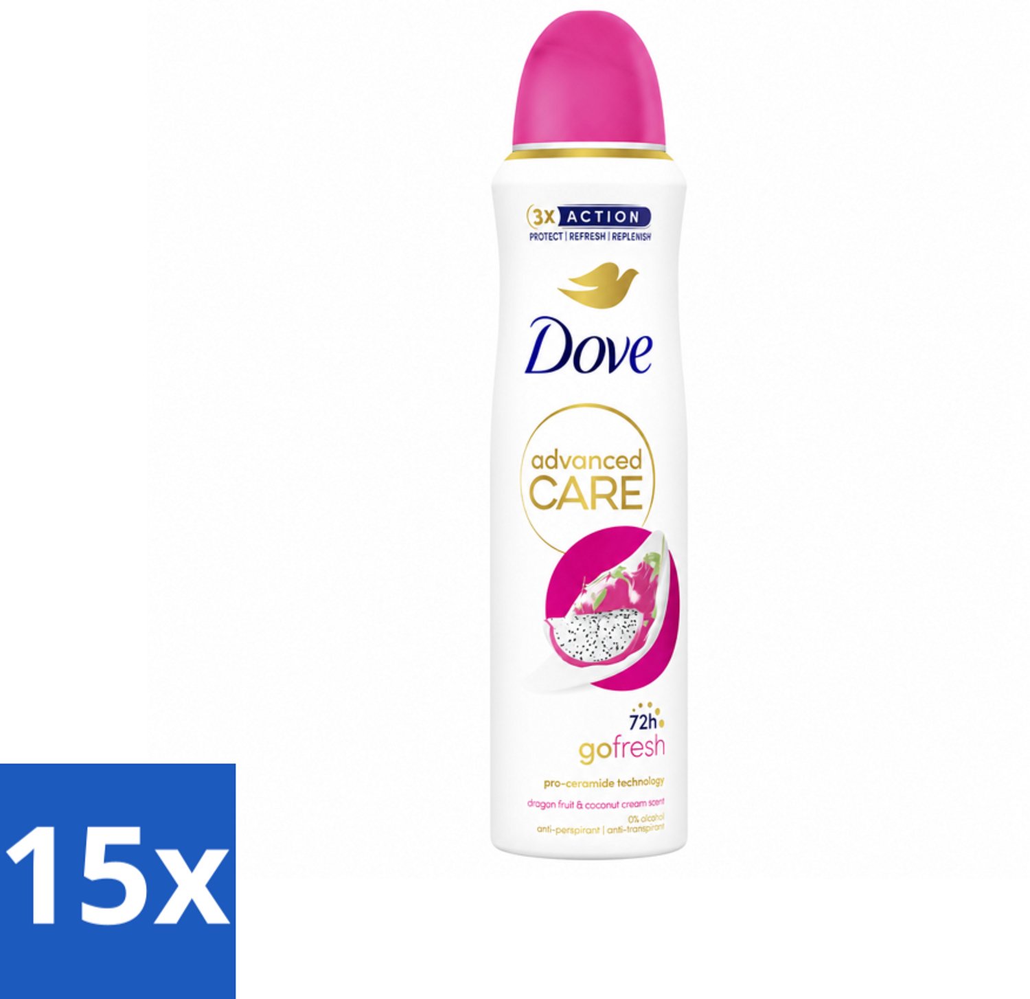 15 x Dove – Deodorant Spray – Dragon Fruit & Coconut Cream – 150 ml - Voordeelverpakking - 15 stuks