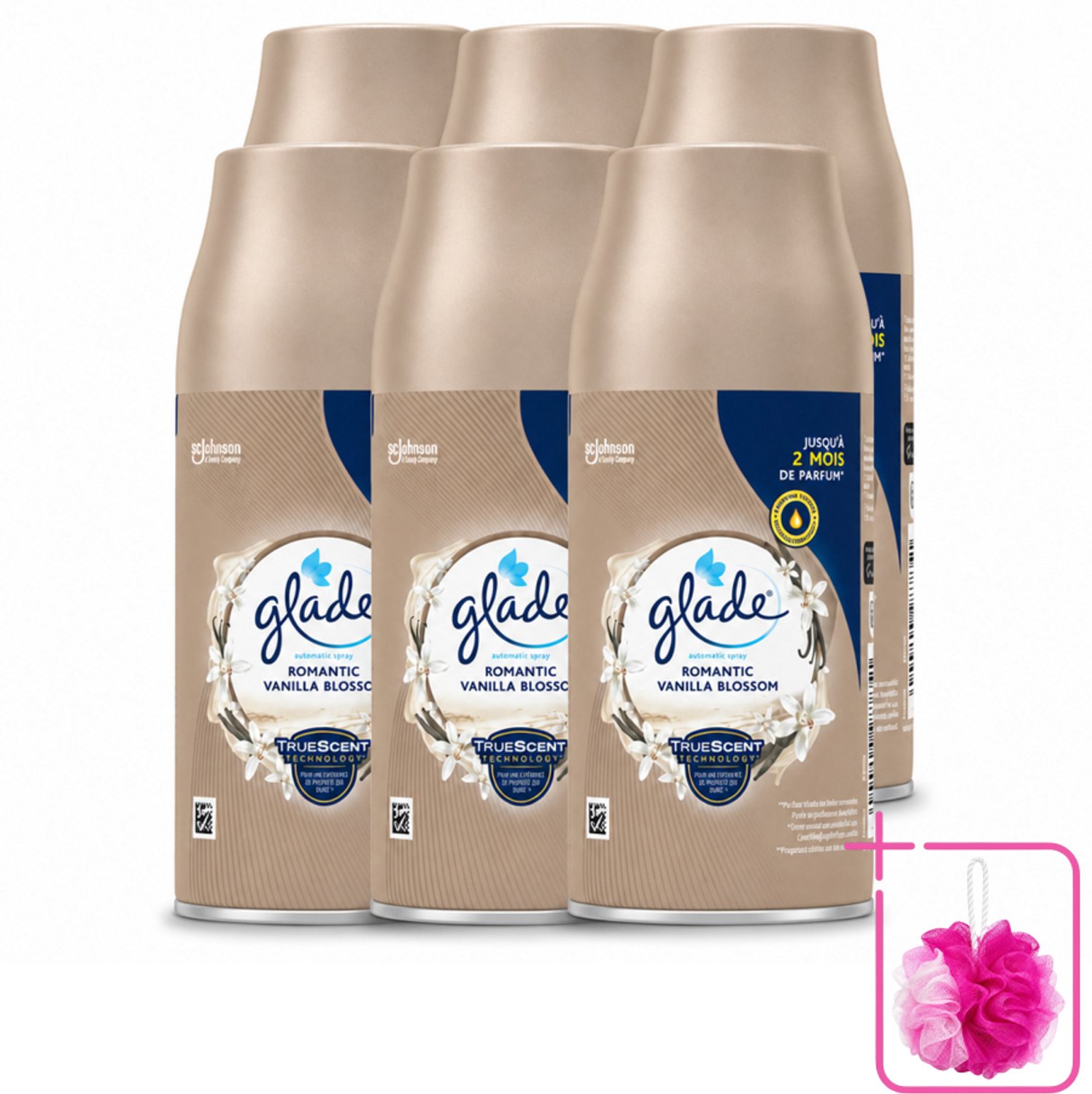 6 x Glade - Romantic Vanillebloesem Navulling - 269 ml - Bulkverpakking - Romantische geur - Douchemop - Vanille