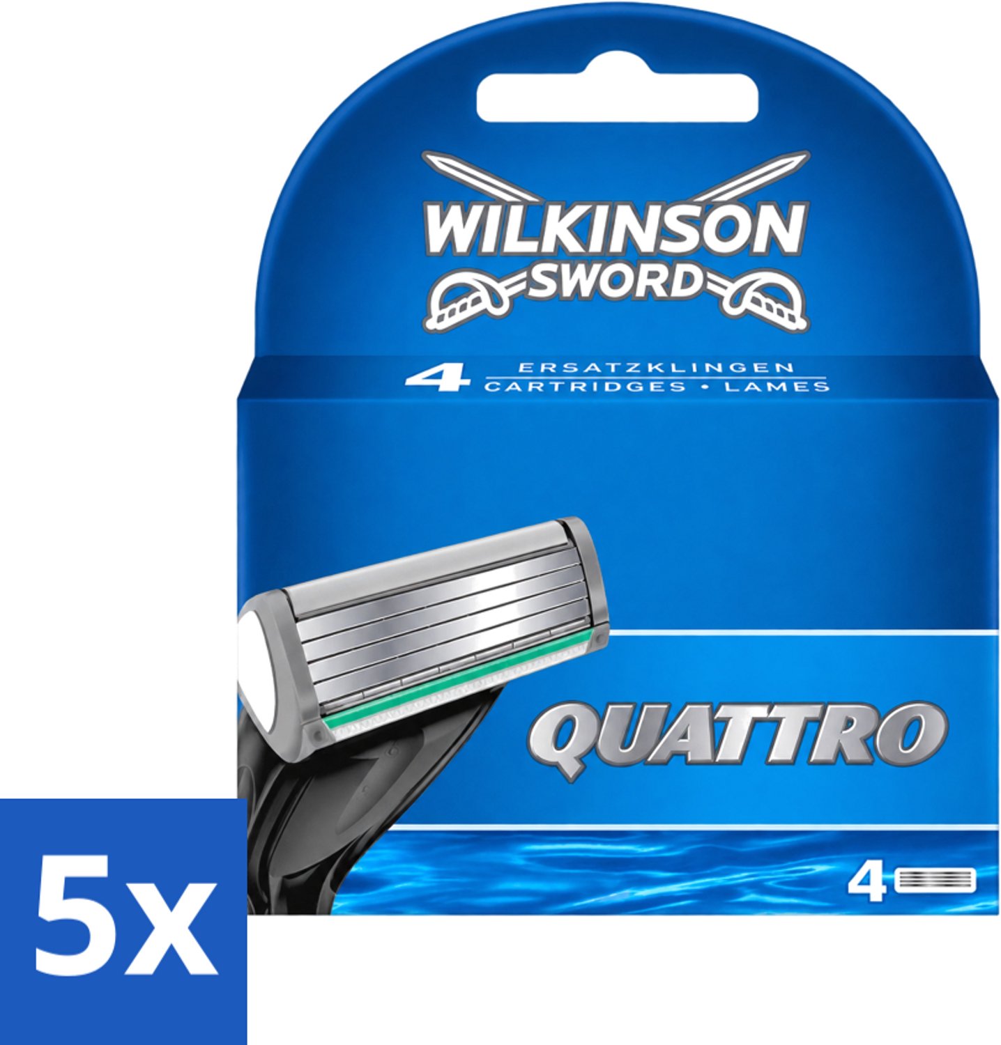 5 x Wilkinson - Navulmesjes Quattro - Met Precisietrimmer - 4 scheermesjes - Voordeelverpakking - 5 stuks
