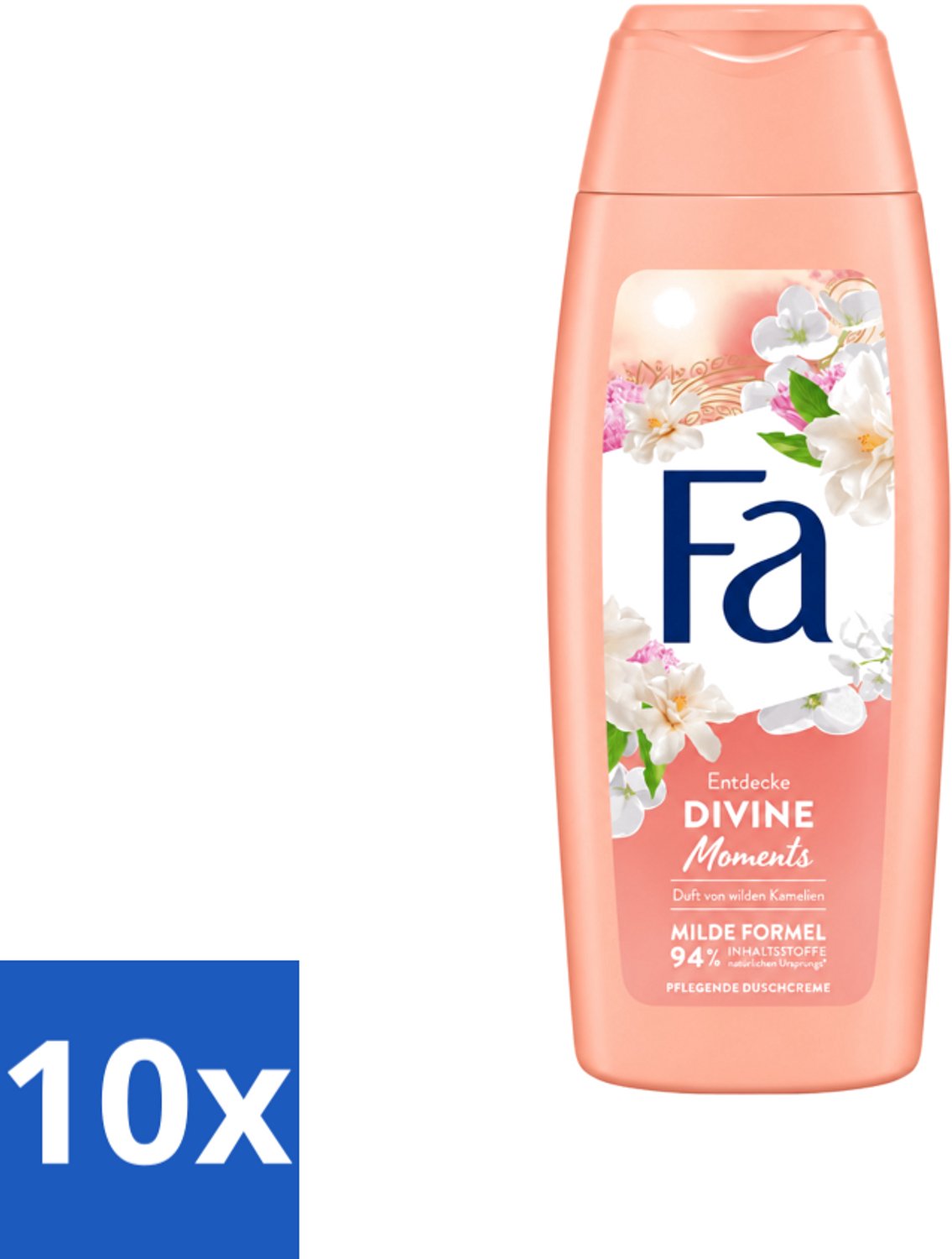 10 x Fa - Douchecrème - Divine Moments - Verzorgen & Voeden - Verfrissend - 250 ml - Voordeelverpakking - 10 stuks