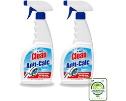 2 x At Home - Clean - Anti Kalk Spray - Snel Resultaat & Reinigt Effectief - 750 ml - Grootverpakking - Vaatwasstrips - Anti Kalk Spray - Kalk Verwijderen - Lijmresten Verwijderen - Schoonmaken - Glans Geven