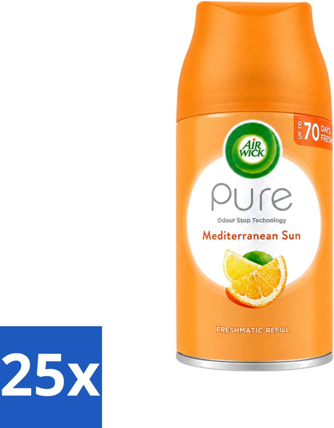 25 x Air Wick - Luchtverfrisser Navulling - Mediterrane Zon - Automatische Spray - 250 ml - Voordeelverpakking - 25 stuks
