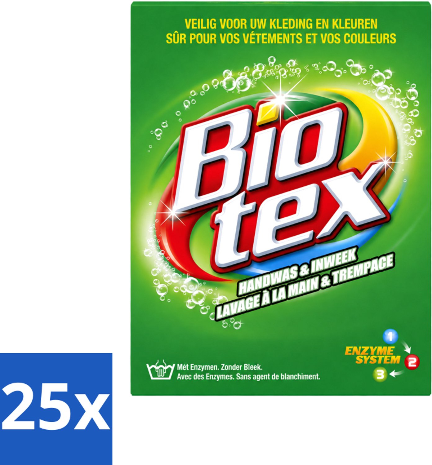 25 x Biotex - Waspoeder - Handwas & Inweek - Actieve Biologische Enzymen - 720 g - Voordeelverpakking - 25 stuks