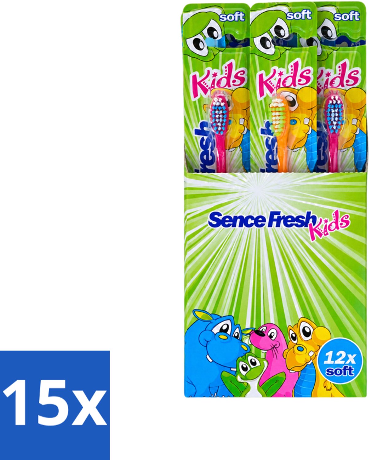 15 x Sence - Fresh Kids Soft - Tandenborstels - Zacht - 12 Tandenborstels - Voordeelverpakking - 15 stuks