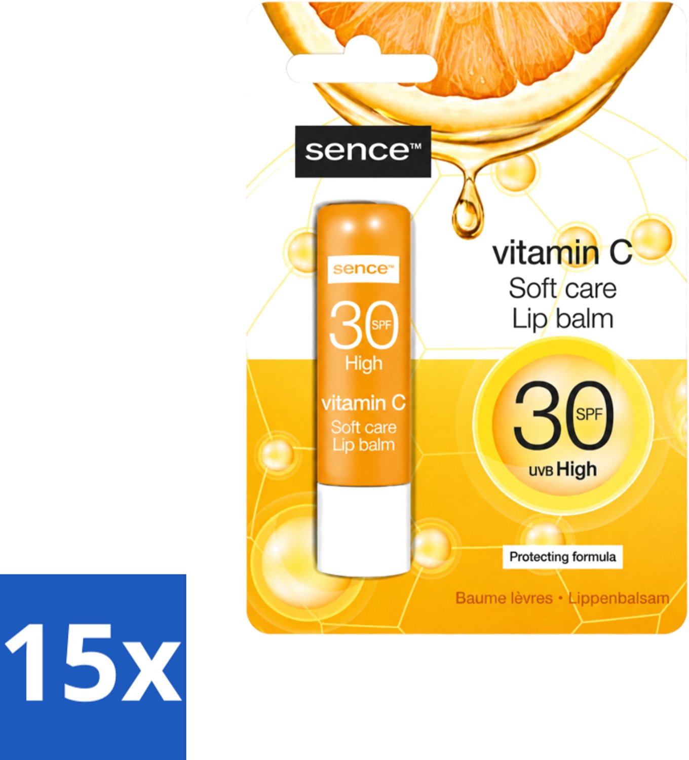 15 x Sence - Soft Care Vitamin C - Lippenbalsem - Hydraterend - 4,3 g - Voordeelverpakking - 15 stuks