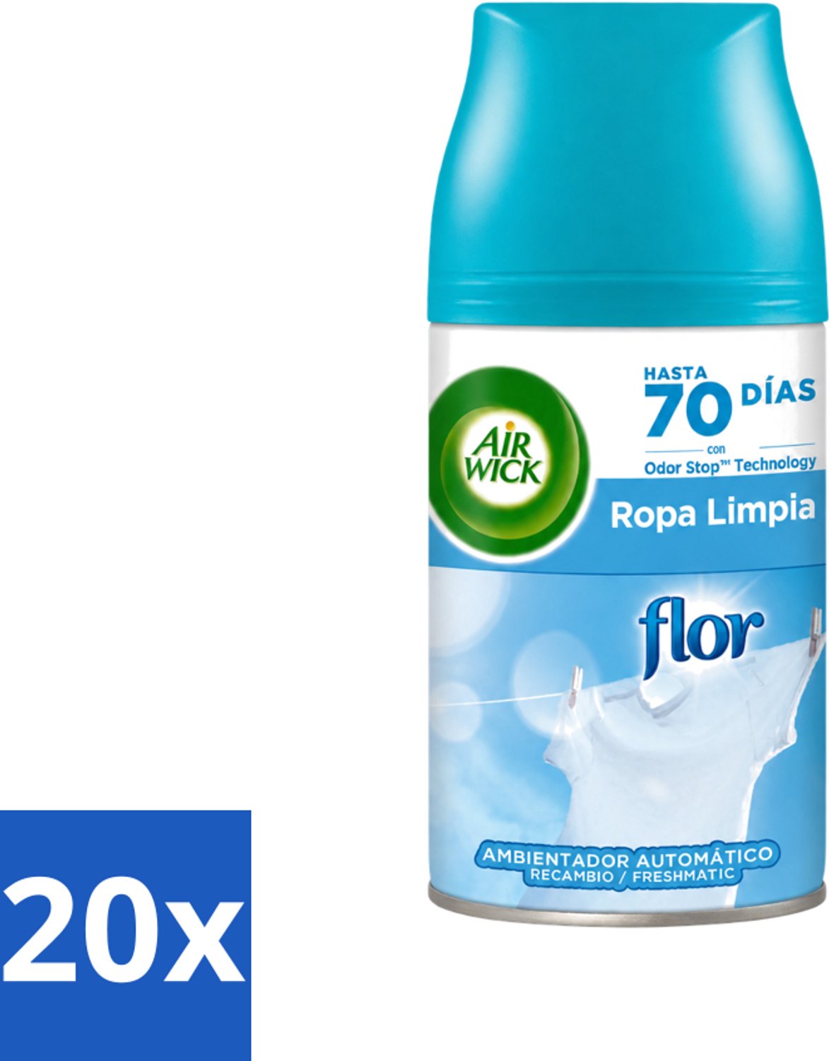 20 x Air Wick - Luchtverfrisser Navulling - Bloem & Fris - Automatische Spray - 250 ml - Voordeelverpakking - 20 stuks
