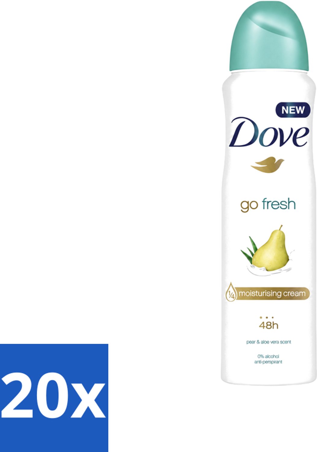 20 x Dove - Deodorant - Spray Go Fresh Pear & Aloe - Frisse en verzorgende geur - 250 ml - Voordeelverpakking - 20 stuks