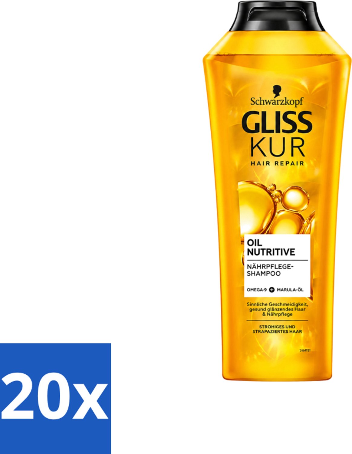 20 x Gliss-Kur - Shampoo - Oil Nutritive - Voedende Shampoo - Voor Stroef & Gespannen Haar - 400 ml - Voordeelverpakking - 20 stuks
