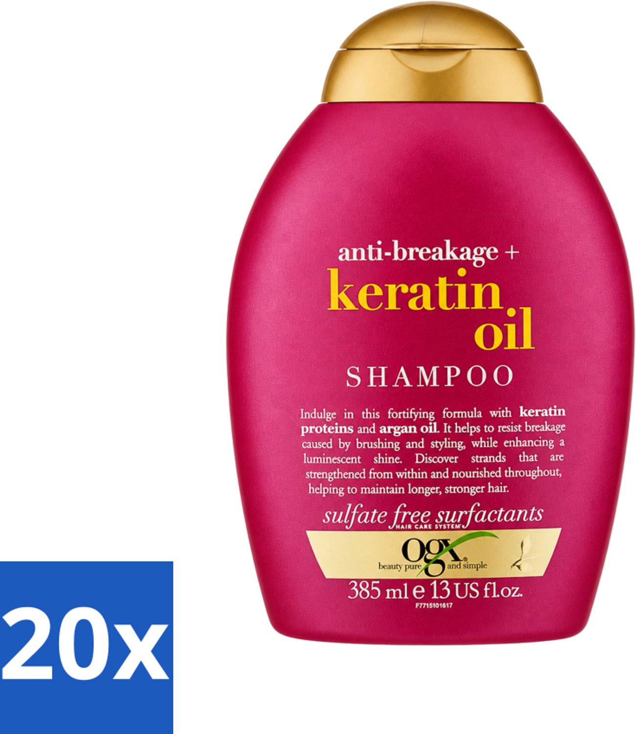 20 x OGX - Anti-Breakage Keratin Oil - Shampoo - Versterkend - Tegen Haarbreuk - 385 ml - Voordeelverpakking - 20 stuks