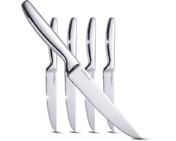 HI NATURE™ Steakmessen 4 Stuks RVS | Vleesmessen, Messenset, Keukenmessen | Steak messen set RVS Vaatwasserbestendig - 22cm - Zilver
