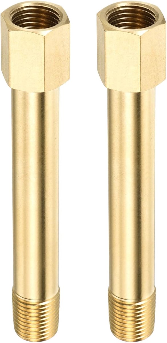 2 stuks verlengingsaansluiting buisfitting - messing zeskantige koppeling converter adapter toepassing industrieel gebruik (G1/4 bus op G1/4 mannelijk 100 mm goud)
