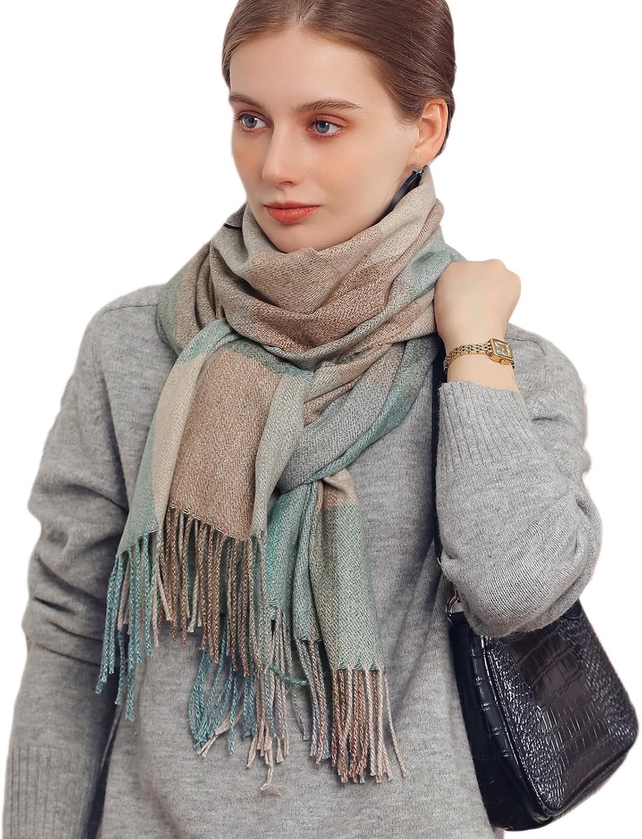 Damessjaal met franjes, lichte zachte sjaal voor herfst en winter, elegant, groot, lang, modieus accessoire voor feestjes