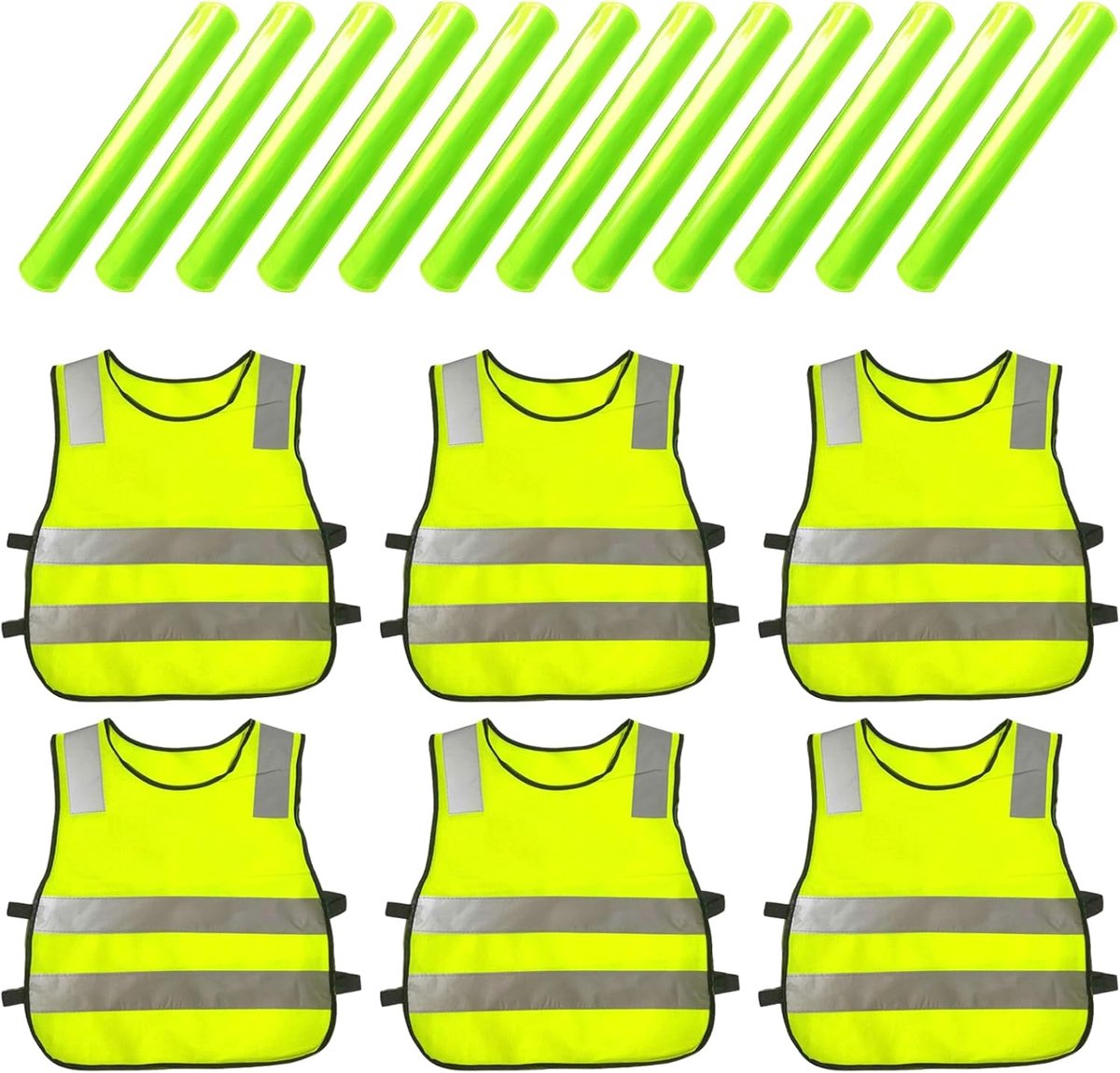 Veiligheidshesje 8 stuks, opvallend fluorescerend veiligheidsvest voor kinderen 3-12 jaar, ideale reflecterende hesjes voor fietsen, buitenspelen, hardlopen en school