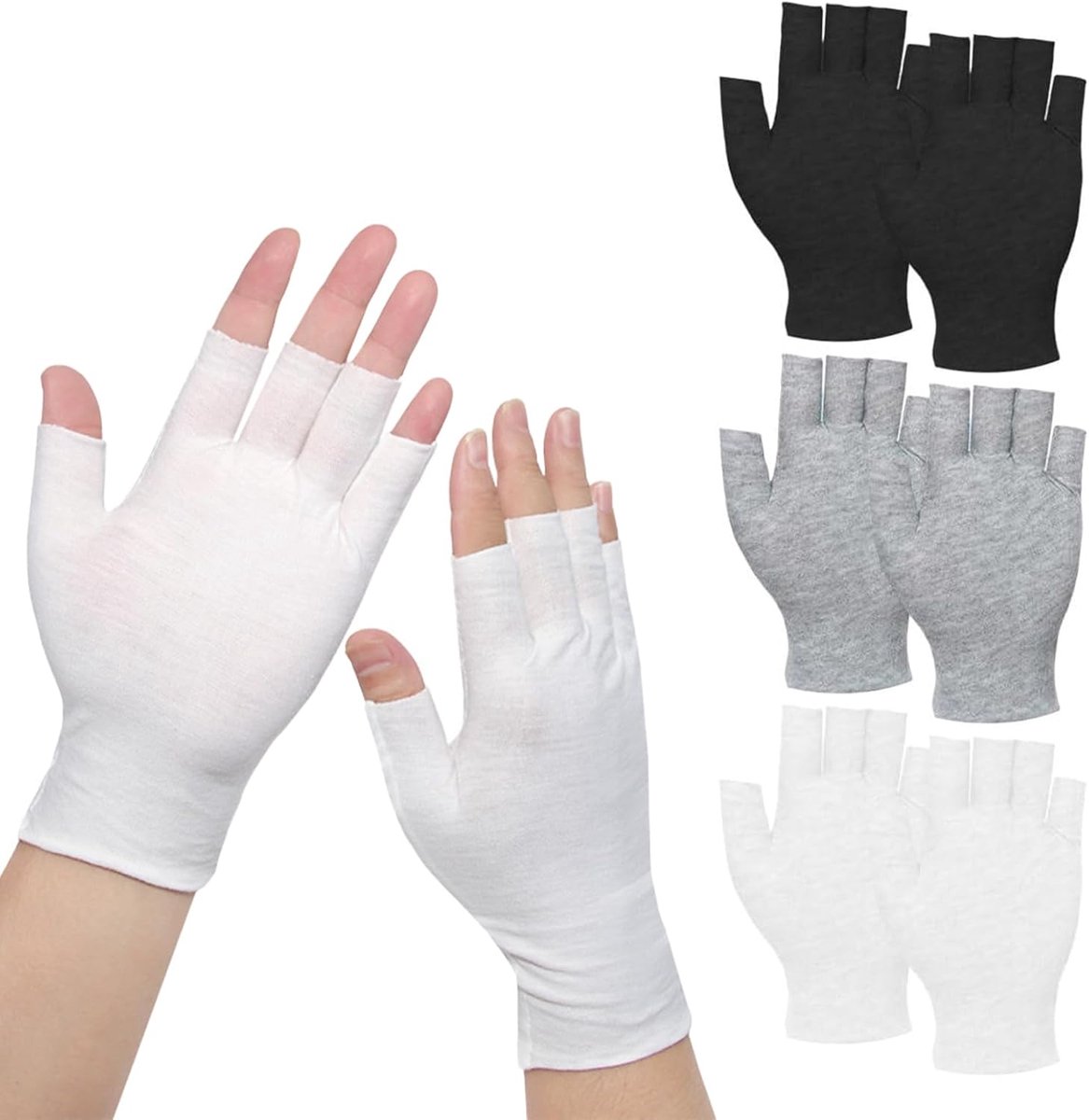 3 paar katoenen handschoenen, één maat, voor droge handen, anti-uv, ademend en comfortabel