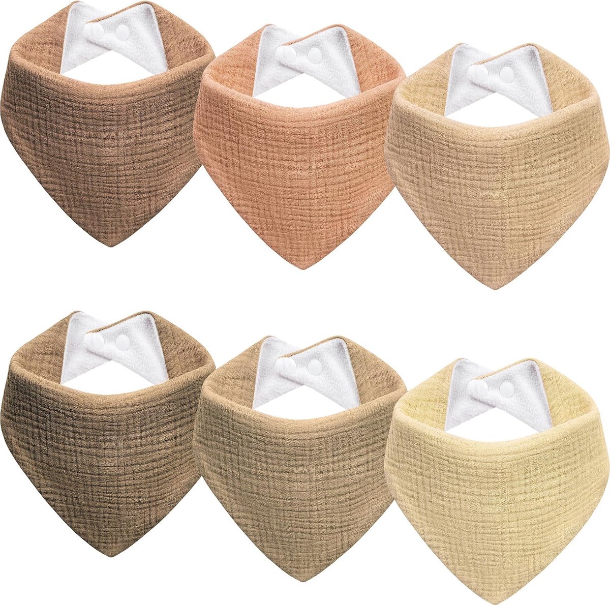 Slabbetjes Mousseline Katoenen Driehoekige Halsdoekjes voor Baby's, Verstelbaar voor Jongens en Meisjes - 6 Stuks