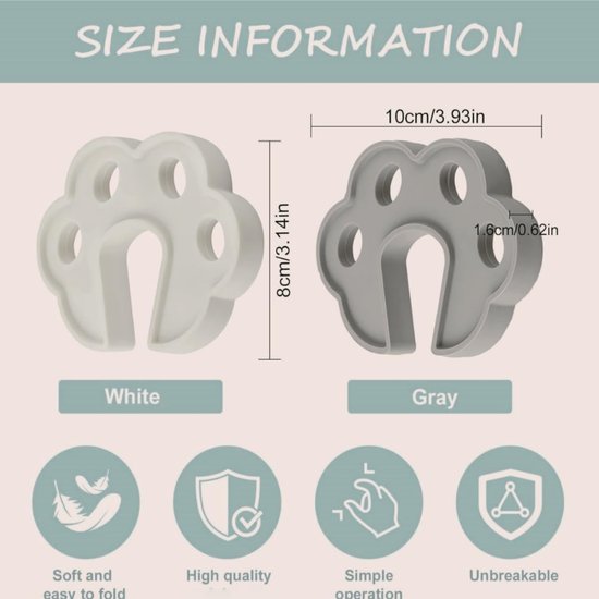 Deursteun voor wasmachine, grijs en wit, deurstopper, deursteun voor het openen van de wasmachine, deursteun voor voorlader en droger om demping te voorkomen, 10 x 8 cm — afbeelding 3
