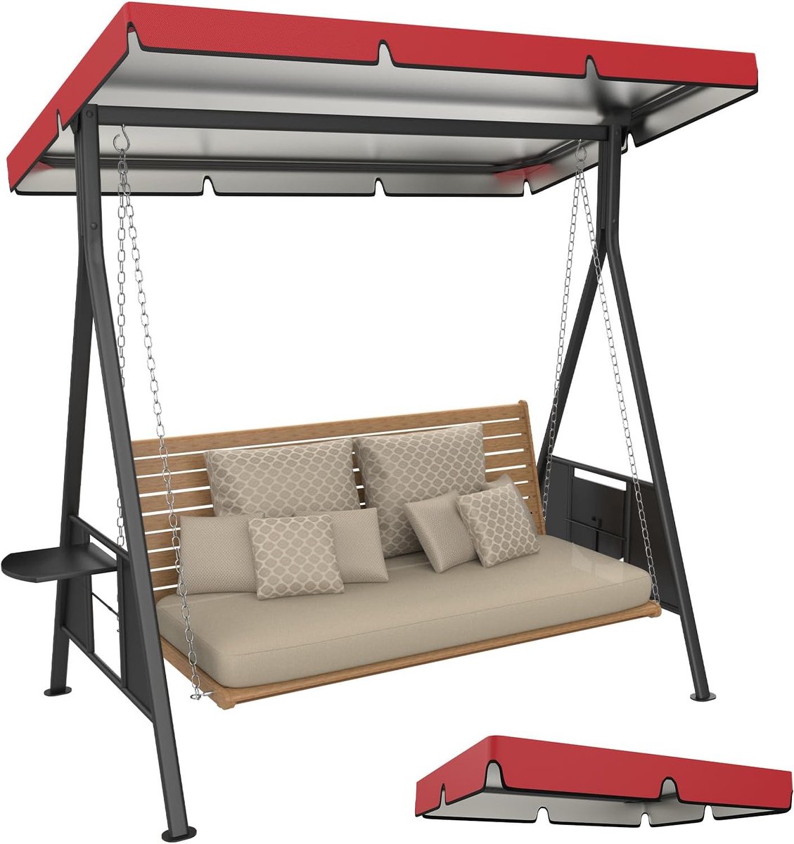 1-pack Swing vervangende luifel, 11,5 x 9,8 x 0,6 cm 600D dikker Oxford patio schommels met luifel waterdichte stof voor buiten tuin/tuin/park/veranda/terras [rood]