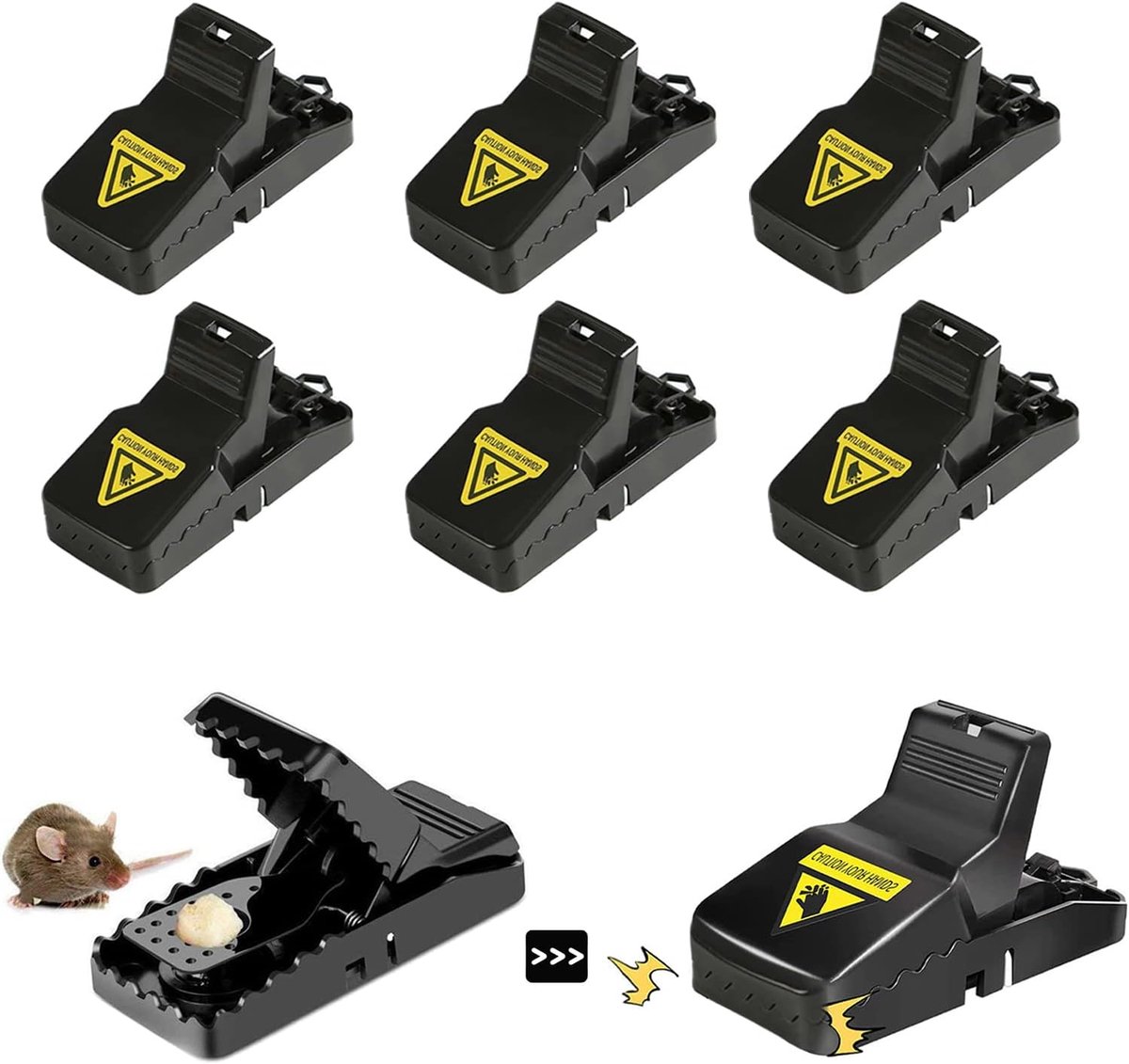 Vallen muizenval, Onvavient 6-delige rattenval muizenval met aas Herbruikbare professionele muizenval met verwijderbare aasbeker rattenval voor huis-keuken-tuin - 10,5 * 6,5 * 5cm