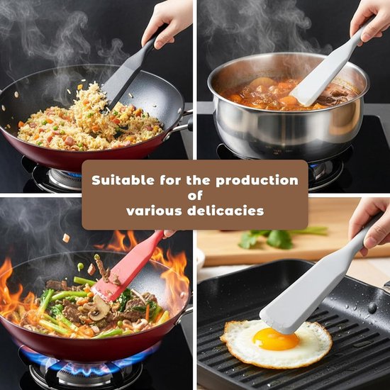 3 stuks siliconen pannenkoekenspatel, siliconen spatel, spatel, siliconen keukenspatel voor anti-aanbakkookgerei, multifunctionele keukenhulp voor koken, bakken, pannenkoeken — afbeelding 5