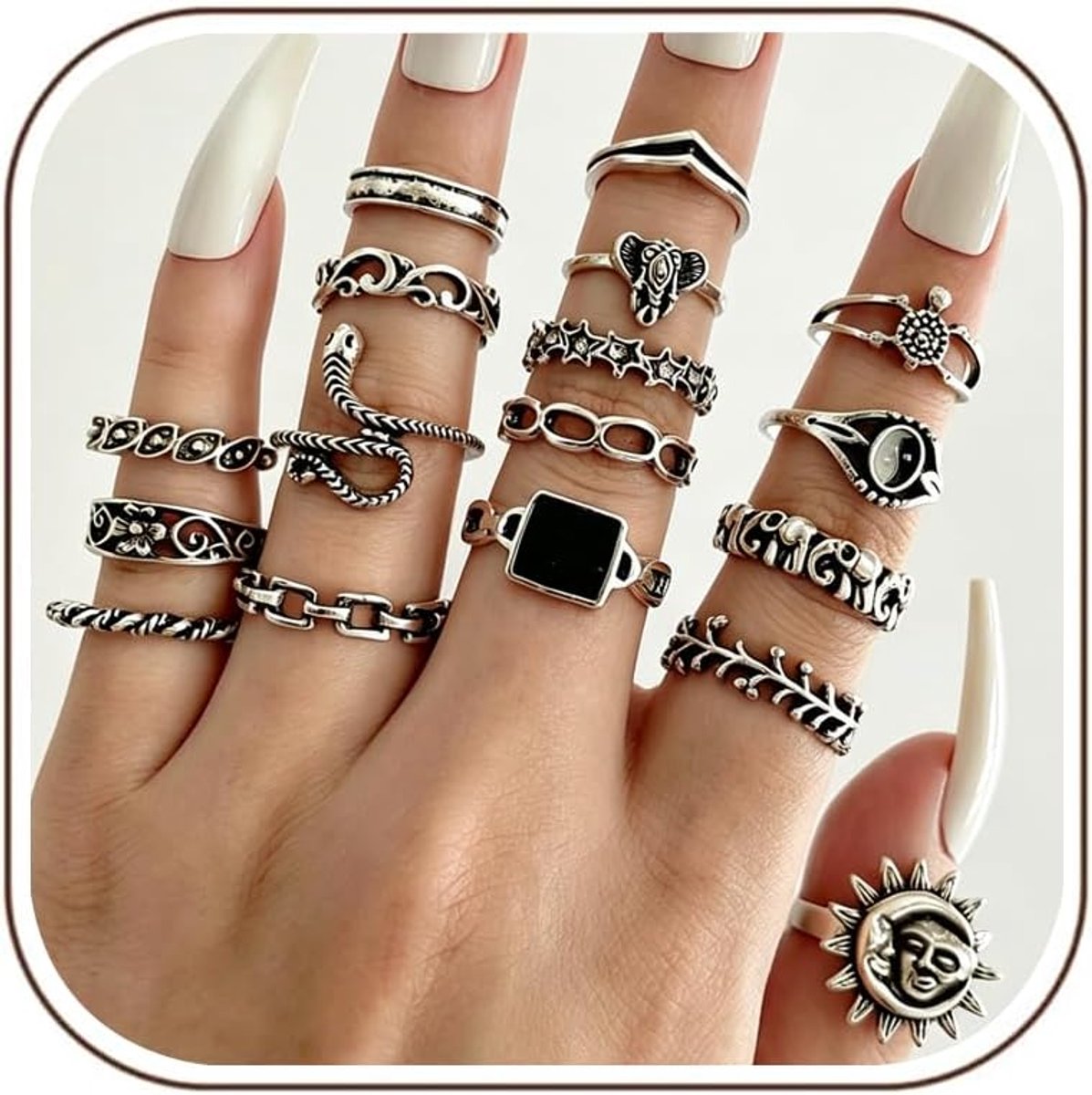 Ringen voor dames, vintage ringenset, stapelbare ringen, vintage zilveren ringen, duim- en enkelring