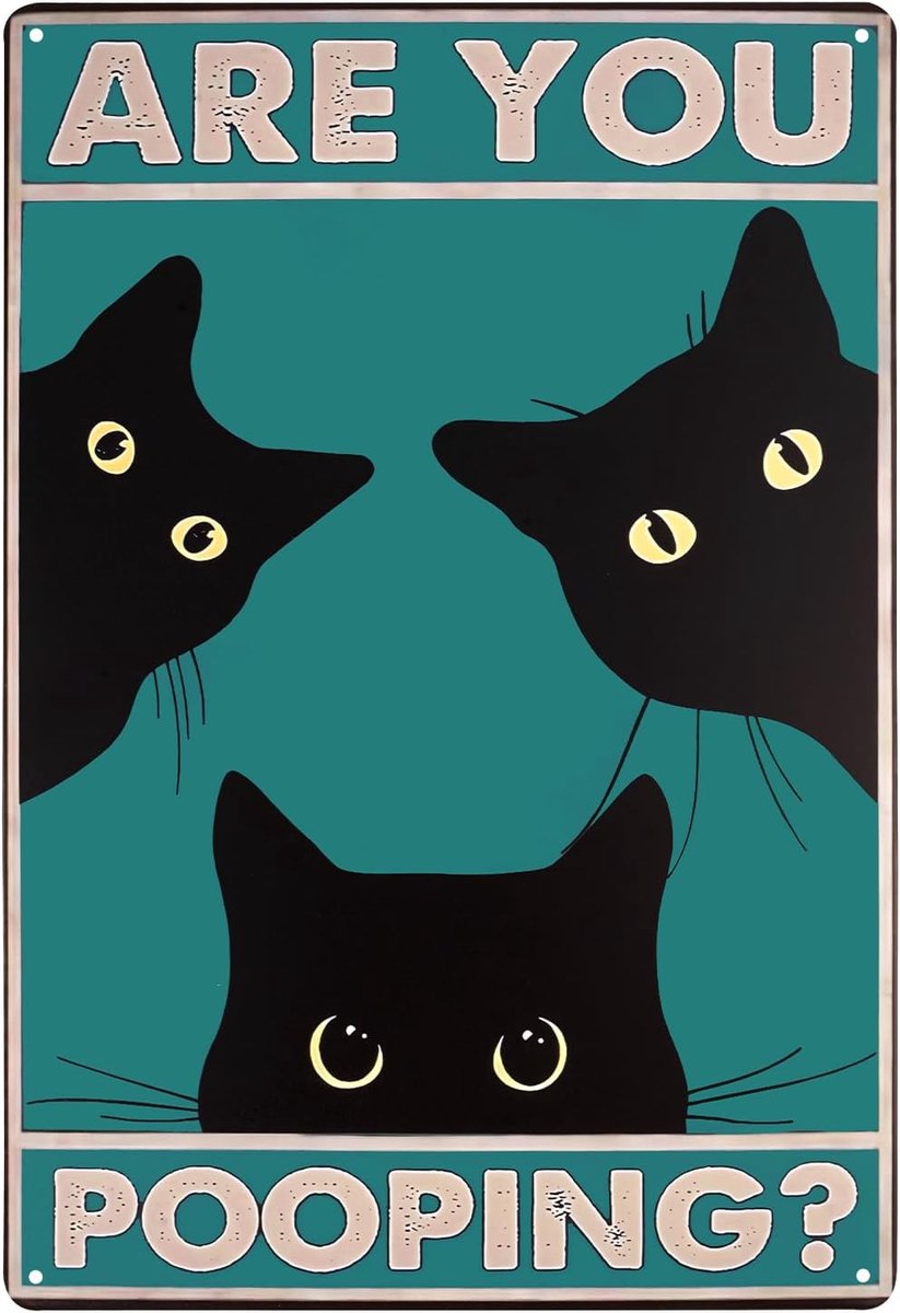 You Pooping Metalen Plaat, 20x30 cm Vintage Metalen Wandplaat met Zwarte Kat, Grappige Badkamer Wanddecoratie, Metalen Katten Poster voor in de Badkamer, Toilet, Huis, Bar of Café