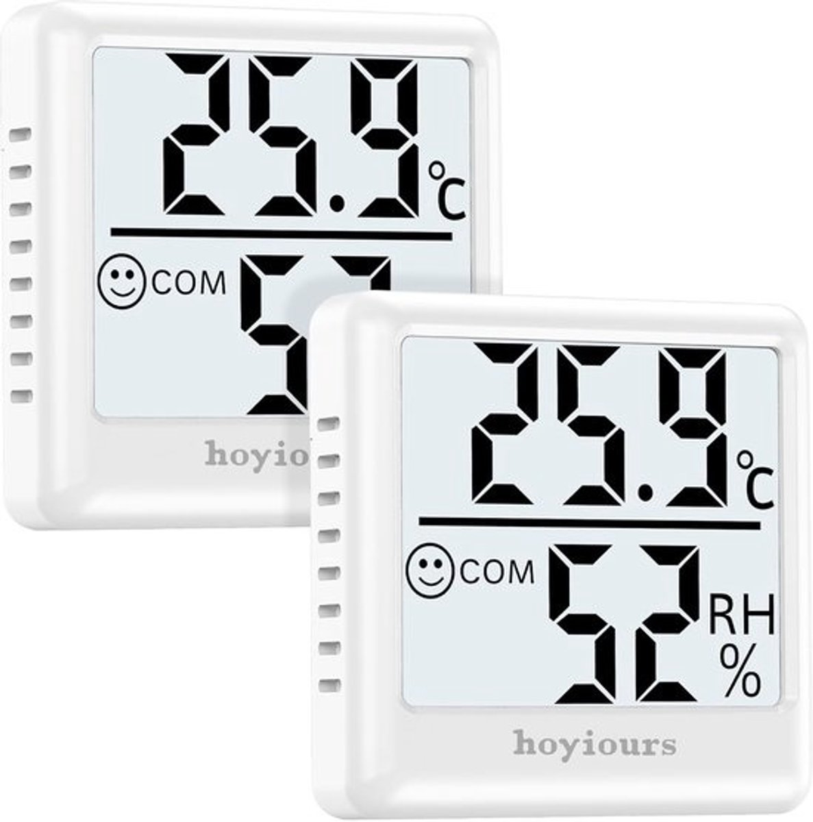 Digitale binnenthermometer & hygrometer met groot LCD-scherm en smiley-indicator