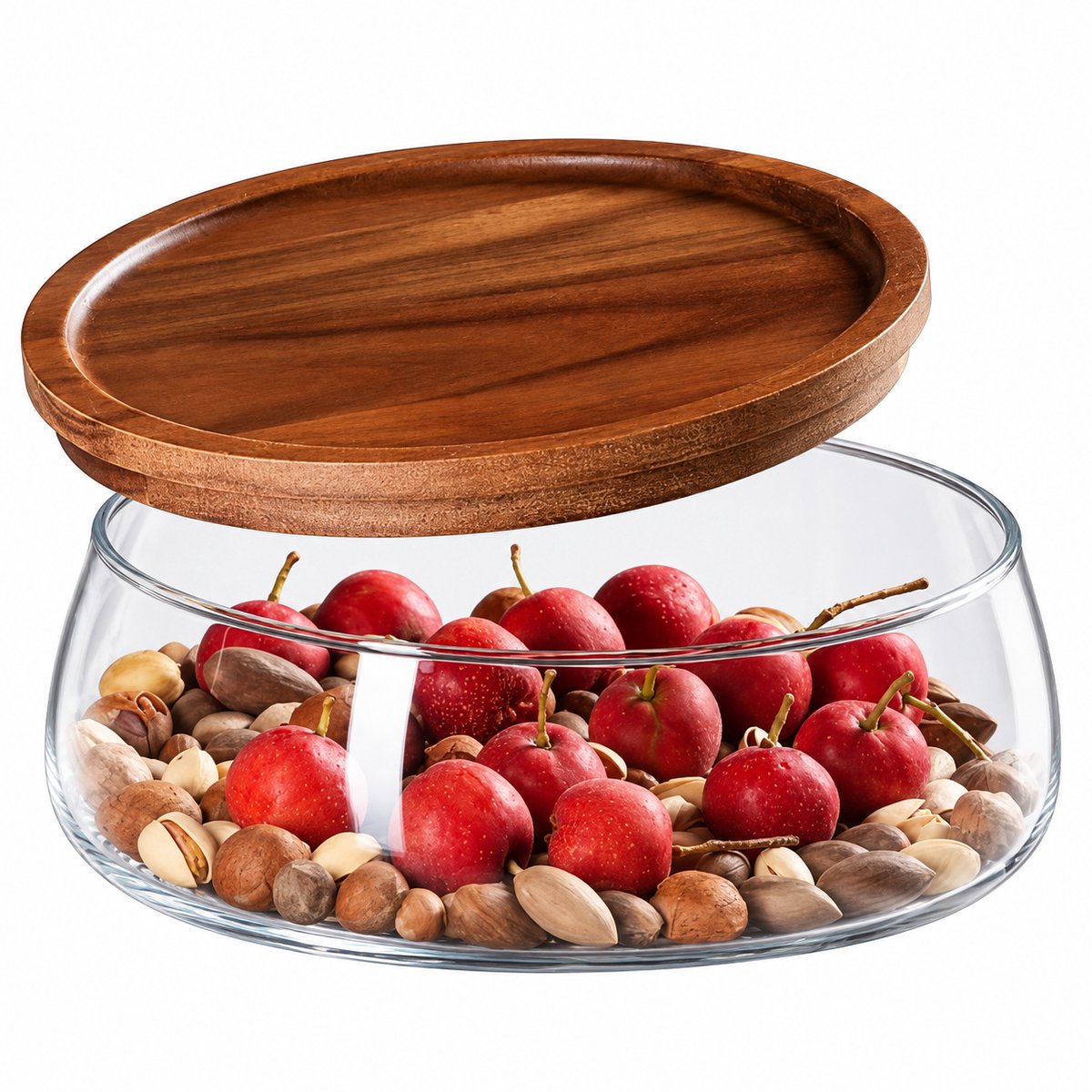 Molhaus Glazen Voorraadpot met Houten Deksel - Fruitschaal - 1.5 liter