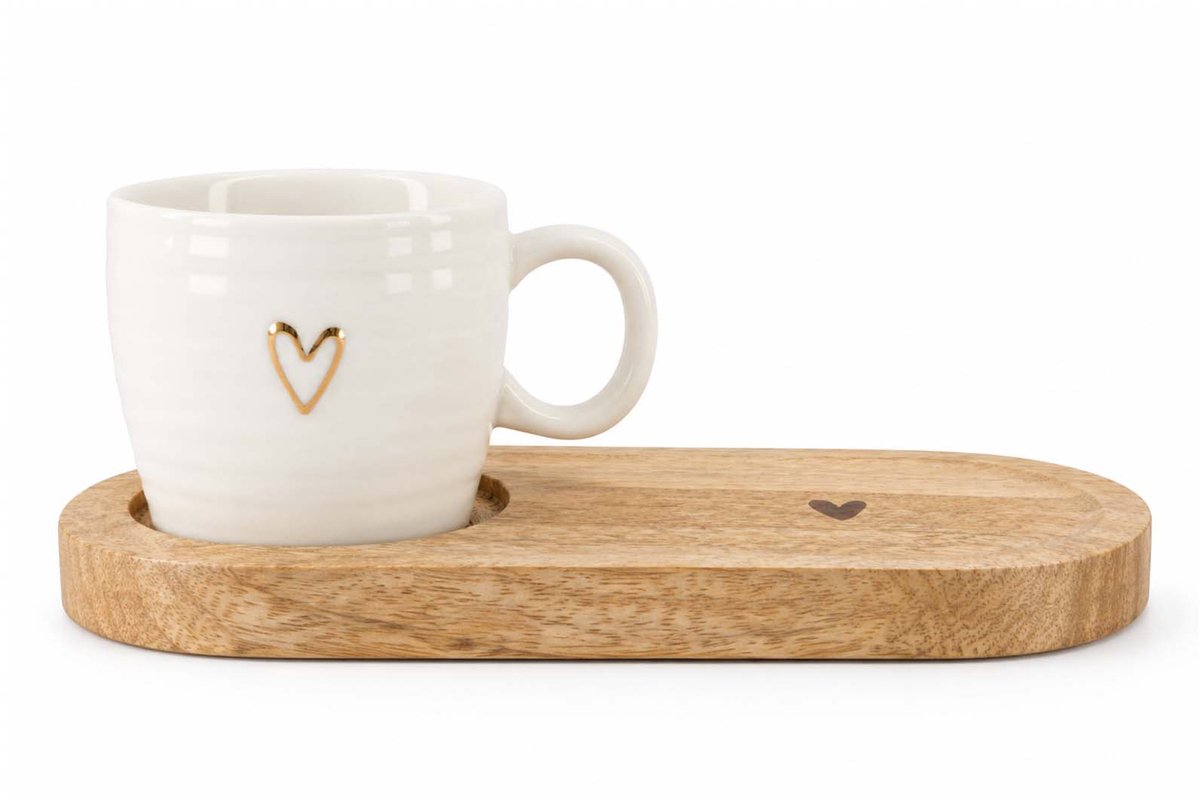 Zusss Serving Tray Wood Heart - Mango Hout - Naturel - 20X11x1,5Cm — cadeau in Kookcadeaus - foto 3