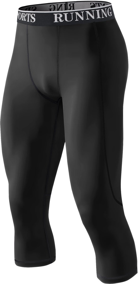 MEETYOO Compressie Broek, 3/4 Heren Compressie-Legging, Sport Sneldrogend Hardloopbroek, Basislaag Voor Trainen, Sneldrogend, Thermische, Voor Sportschool, Hardlopen, Joggen, Wandelen, Voetbalfietsen
