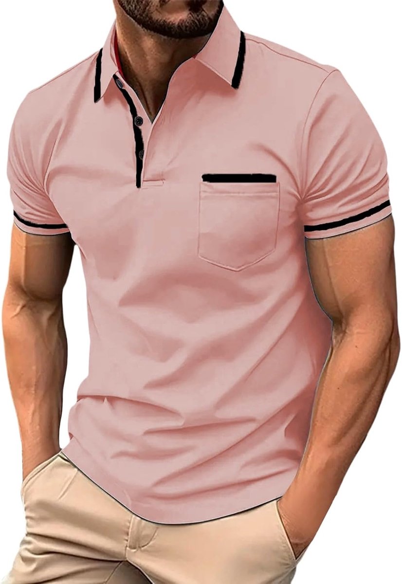 Heren lente business revers T-shirt korte mouwen overhemd bovenwerk patchwork