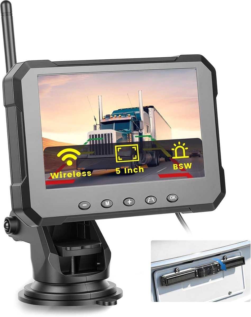 Magnetisch Draadloos 5" Monitor Set Vrachtwagen Camper