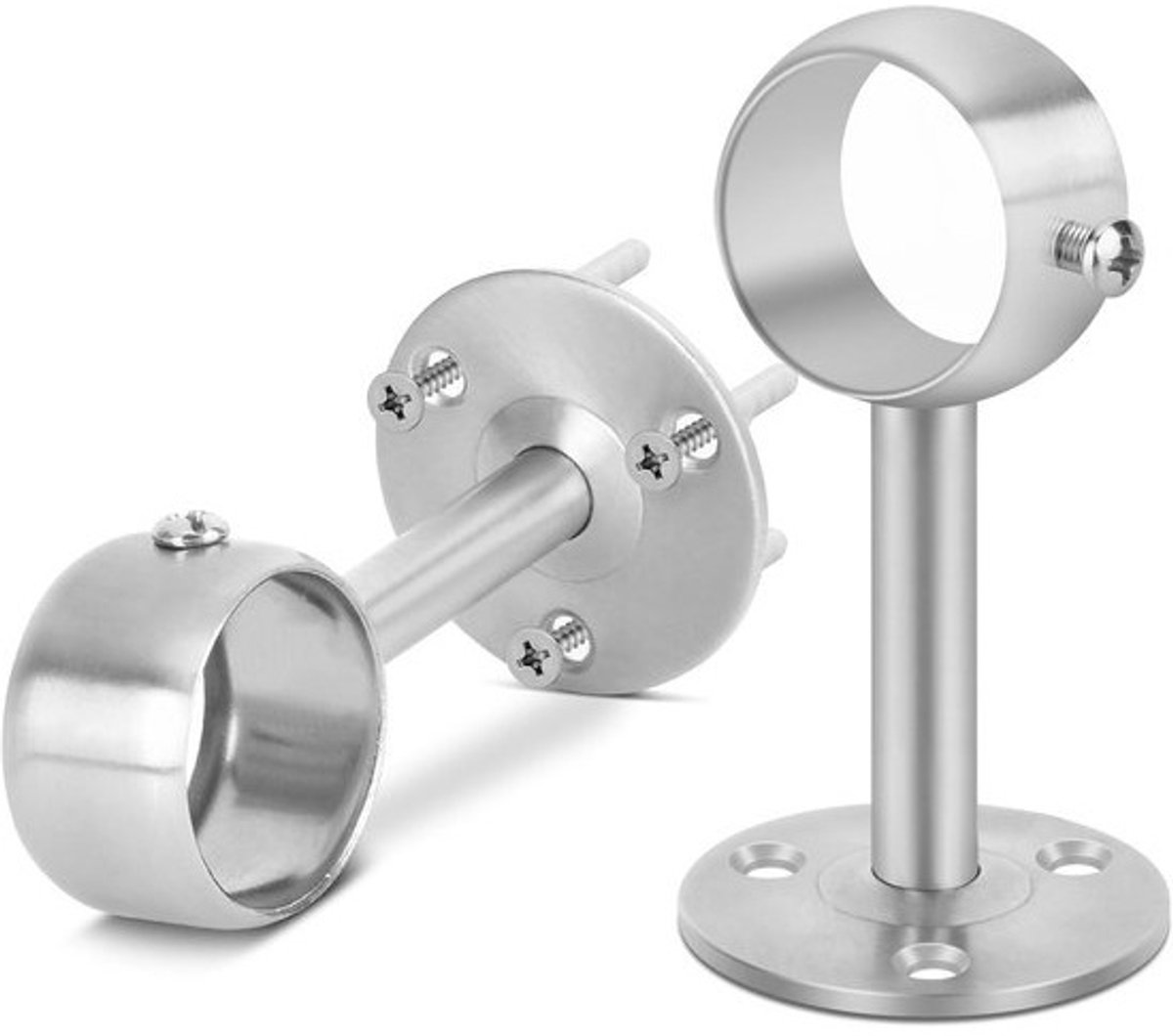Zware gordijnstanghouder - 32 mm - Set van 4 - Roestvrij staal - Plafondmontage
