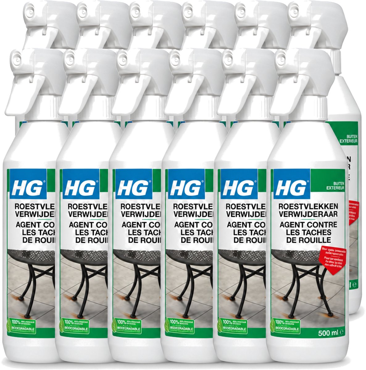 12 x HG - Roestvlekkenverwijderaar Spray - Verwijdert Eenvoudig & Veilig - Zuurvrij - 500 ml - Voordeelverpakking - 12 stuks