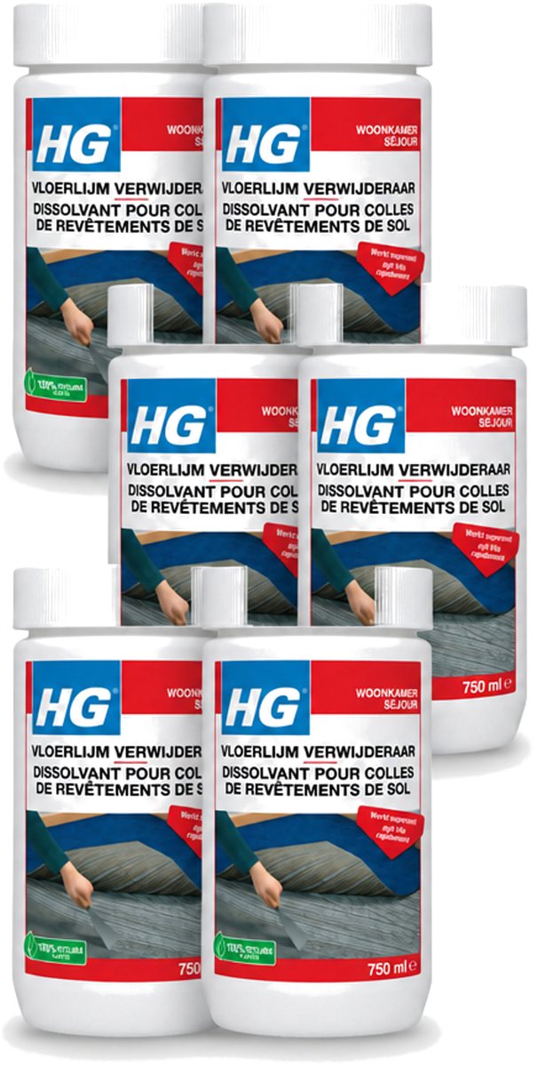 6 x HG - Vloerlijmverwijderaar - 750 ml - Voordeelverpakking - 6 stuks