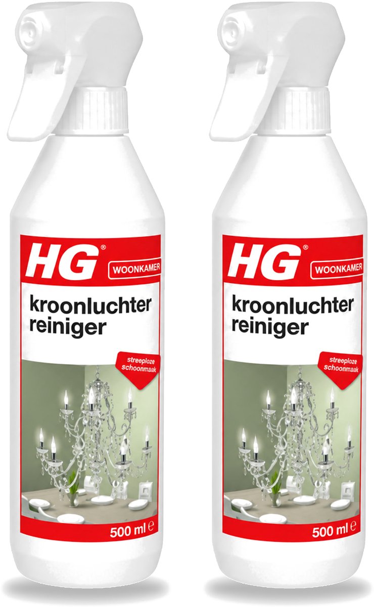 2 x HG - Kroonluchterreiniger - Streeploze Schoonmaak - 500 ml - Bulkverpakking - 2 stuks
