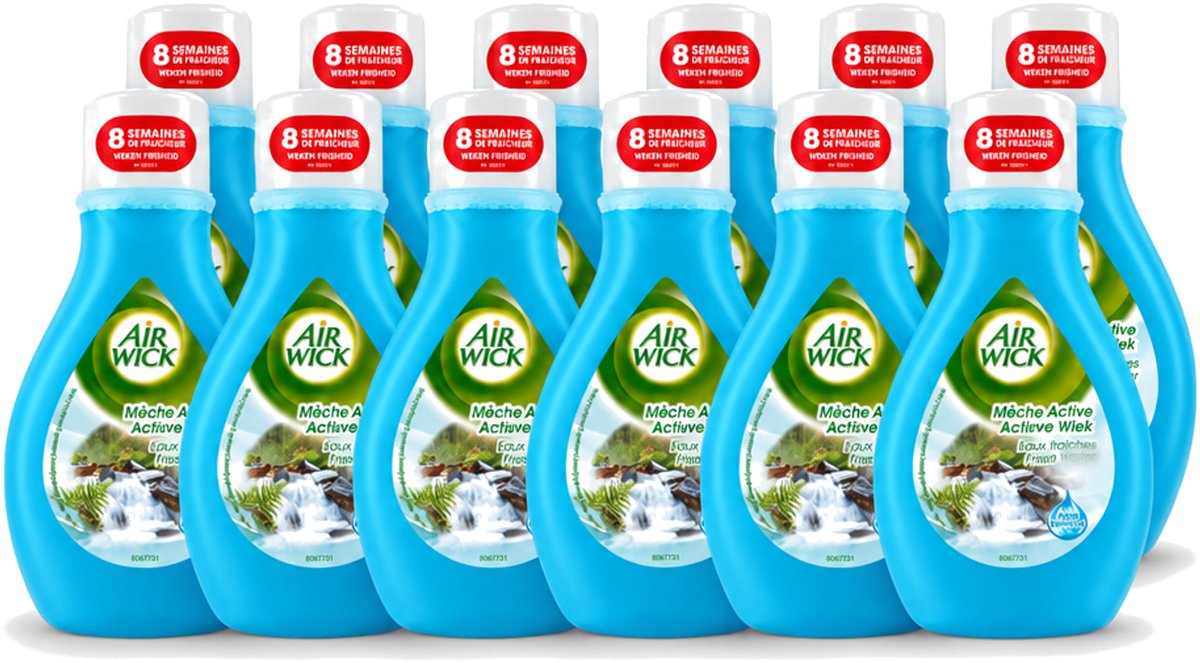 12 x Air Wick – Luchtverfrisser – Actieve Wiek Fresh Water – 375 ml - Voordeelverpakking - 12 stuks