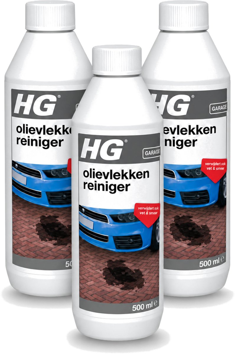 3 x HG - Olievlekkenreiniger - Verwijdert Ook Vet & Smeer - 500 ml - Voordeelverpakking - 3 stuks
