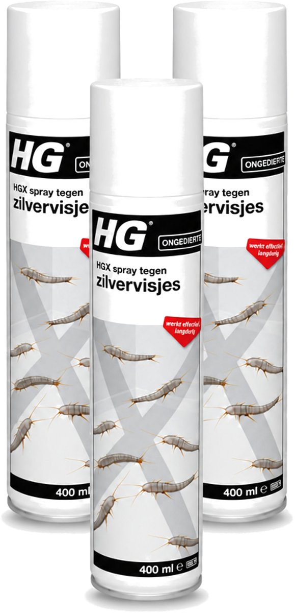 3 x HG X - Spray tegen Zilvervisjes - Langdurige Bescherming - 400 ml - Voordeelverpakking - 3 stuks