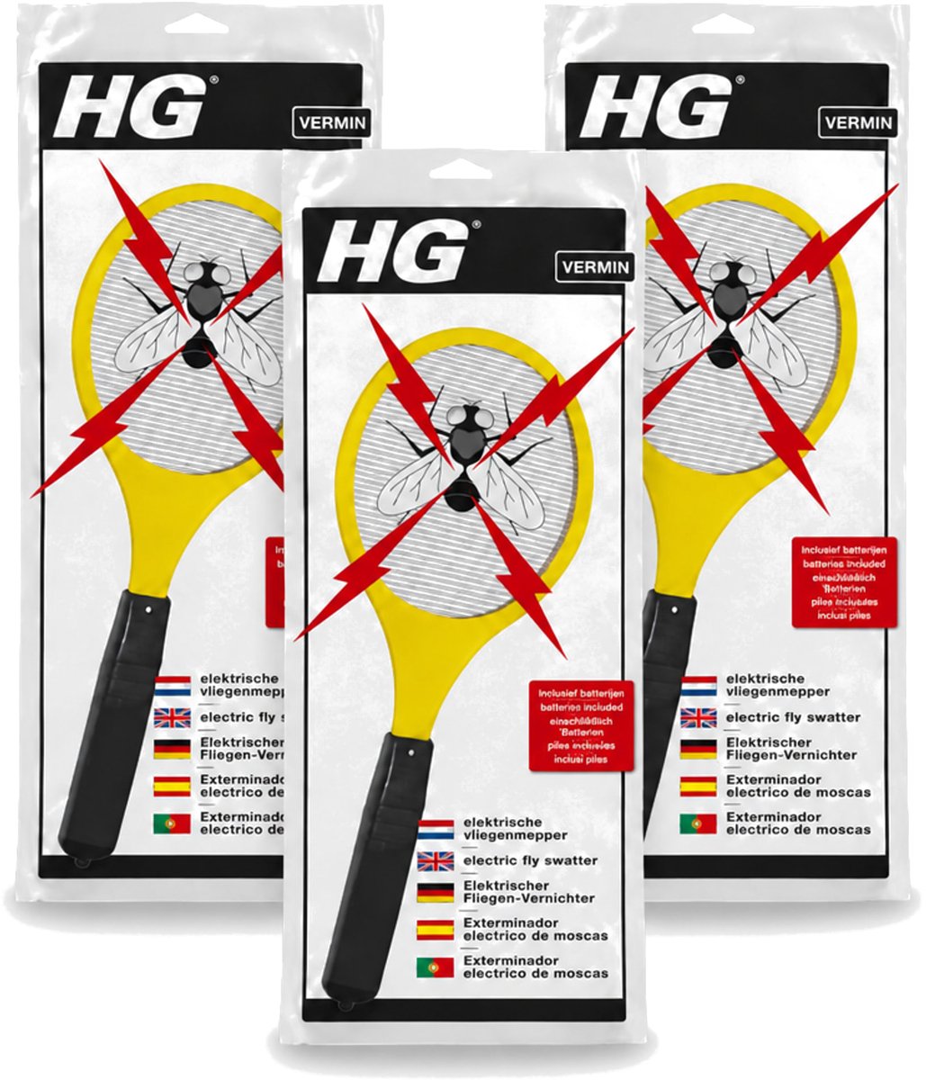 3 x HG X - Ongedierte - Elektrische Vliegenmepper - Inclusief Batterijen - Voordeelverpakking - 3 stuks