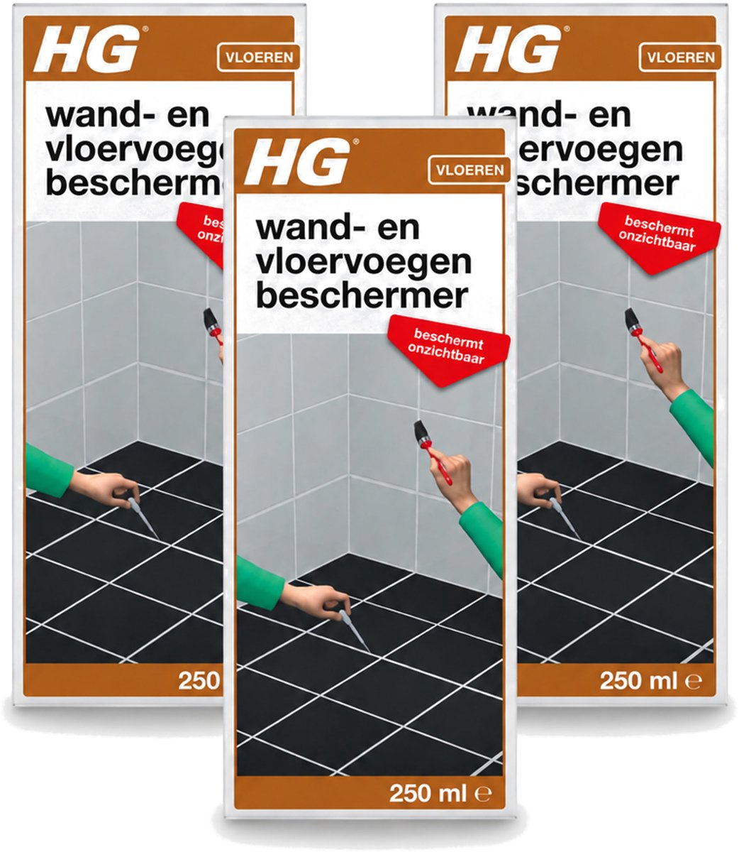 3 x HG - Vloeren - Wand & Vloervoegen Beschermer - Beschermt Onzichtbaar - 250 ml - Voordeelverpakking - 3 stuks