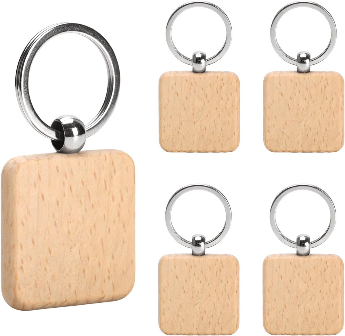 25 stuks houten sleutelhangers, ronde houten sleutelhangers voor doe-het-zelf ambachten, pyrografie en gravure