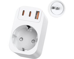 Naar Japan Adapter, Reisadapter Japan met 3 USB (2 type C), Reisstekker Schuko Travel Plug Adapter naar Type A voor VS, China, Canada,Thailandia-Wit