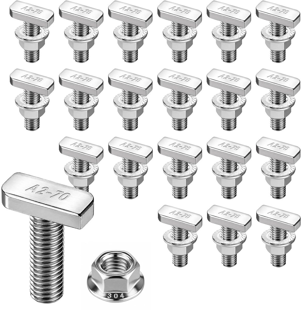 20 stuks hamerkopschroeven set M10 x 25 mm met flensmoer M10 T-schroeven