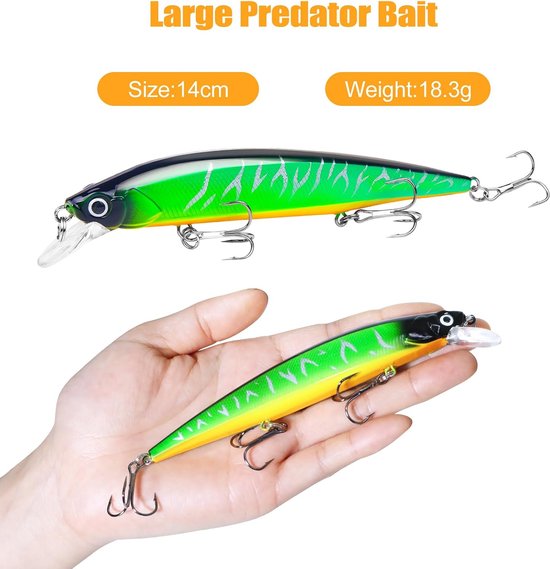 5 stuks wobbler snoek, snoekaas, zwembait levensecht voor He-CHT, groot kunstaas, snoekbaars voor zoet en zout water, baarsaas, snoekbaars, roofvis, vishek, hek-aas, wobbler — afbeelding 2