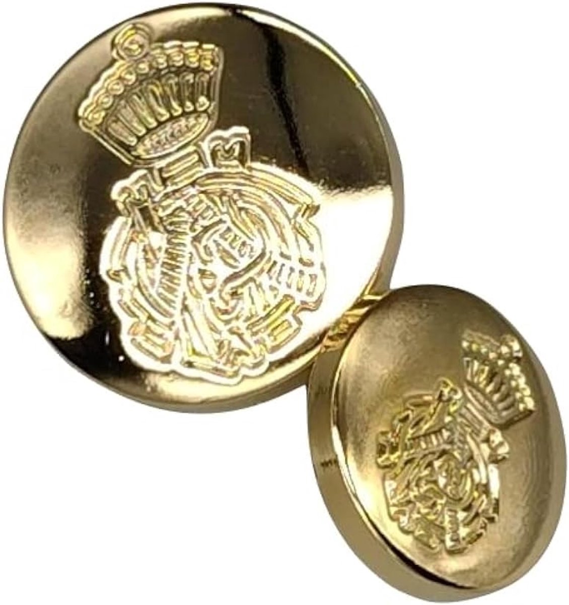 Knopen goud en zilver met wapengravure - 2 maten 15 en 20 mm - Gemaakt en verzonden vanuit Spanje (goud, 15 mm)